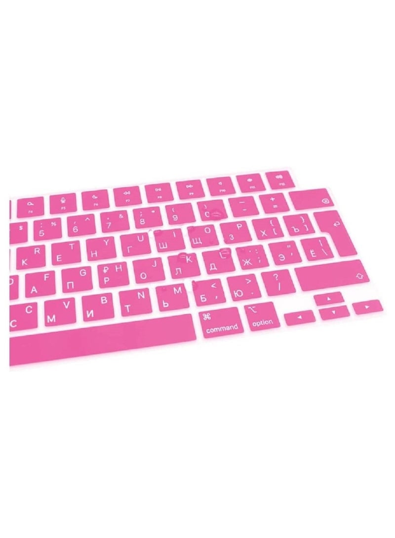 AMM EU Version Russian English Silicone Keyboard Cover Skin for M2 MacBook Air 13.6 inch 2022 A2681 & MacBook Pro 14 inch 2022 2021 A2442 M1 & MacBook Pro 16 inch 2022 2021 A2485 M1, Pink - Image 5